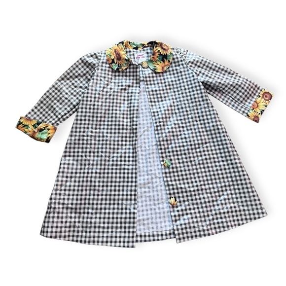 Sweet Chestnuts Other - Vintage 90’s Girls Checkered Sunflower Rain Coat (Missing 2 Buttons)